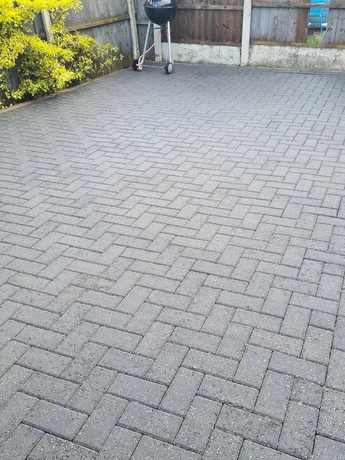Block paving driveway jet washed clean