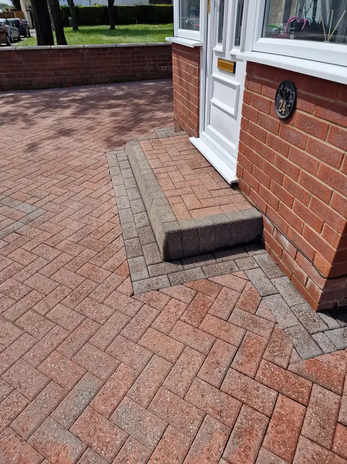 Block paving driveway and steps cleaned
