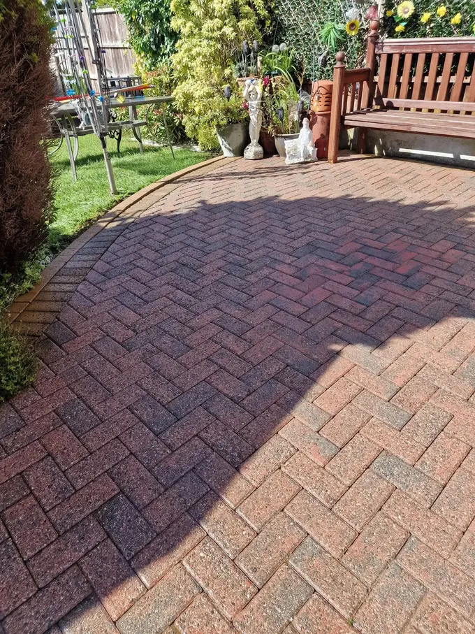 Brindle block paving driveway cleaned of moss