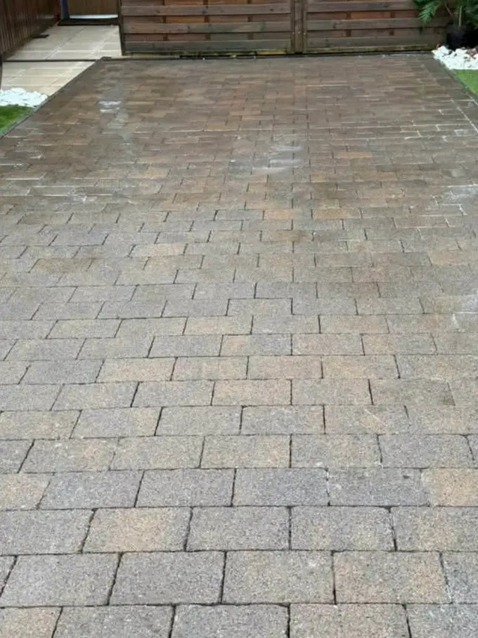 Block paving driveway cleaned