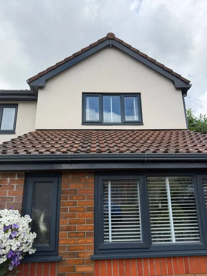 Rendered house front soft washed clean