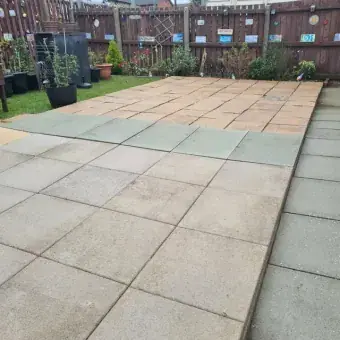 Garden patio flags washed clean